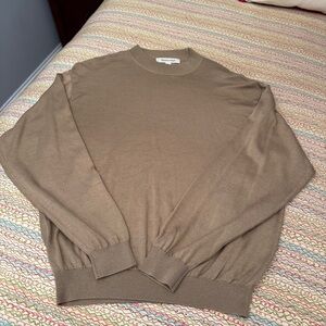 Pronto Uomo silk/cotton blend long sleeve lightweight mock neck taupe size M